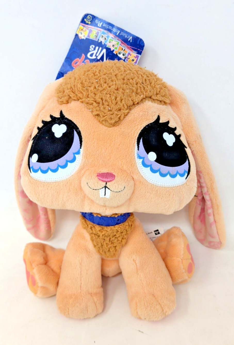 Littlest Pet Shop VIP Bunny Plush Peach Lop Ear Hasbro 2007 LPS Stuffed Animal